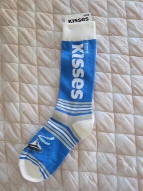 Kiss Blue & White Athletic Crew Socks with Logo